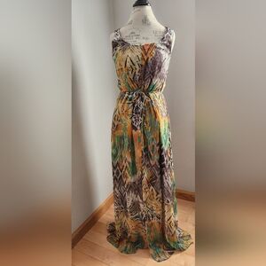 WILLOW & CLAY tribal print maxi sleevless summer dress in size S